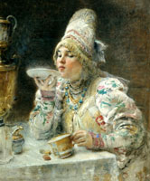За чаем (К.Е. Маковский, 1914 г.)