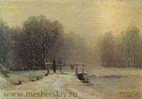 Зимний пейзаж с мостиком. 1885